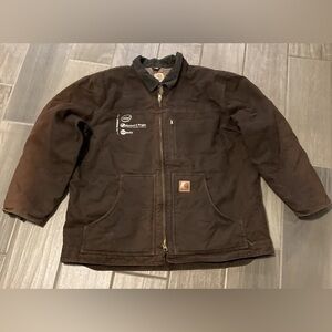 CARHARTT HEAVY JACKET  SHERPA LINED. “INTEL. HOWARD S. WRIGHT. Mc KINSTRY” | XL